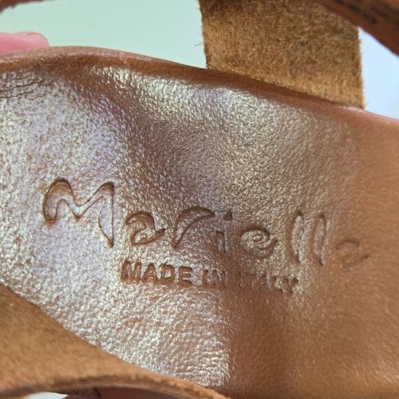 Mariella Made In Italy Brown Gold Ankle Strap Sandals Size 7M - Picture 7 of 7